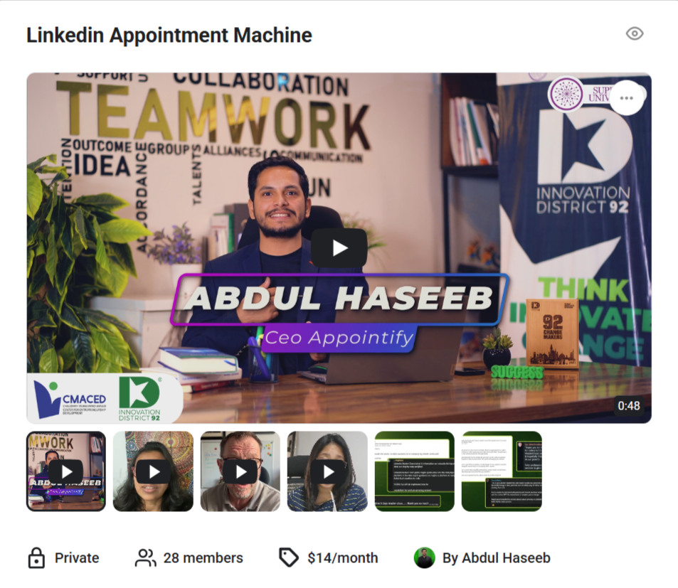 Appointify Skool community — 28 members already joined at $14/month